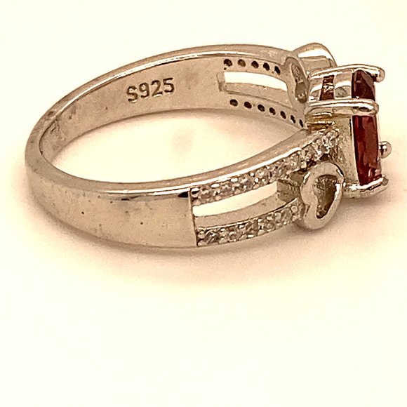 Rubellite 1.02ct Platinum Finish Solid Silver Ring - Picture 3 of 6